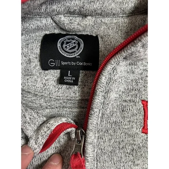 Detroit Red Wings NHL GIII Sports Pull Over Mens Large Gray/Red - Picture 6 of 10